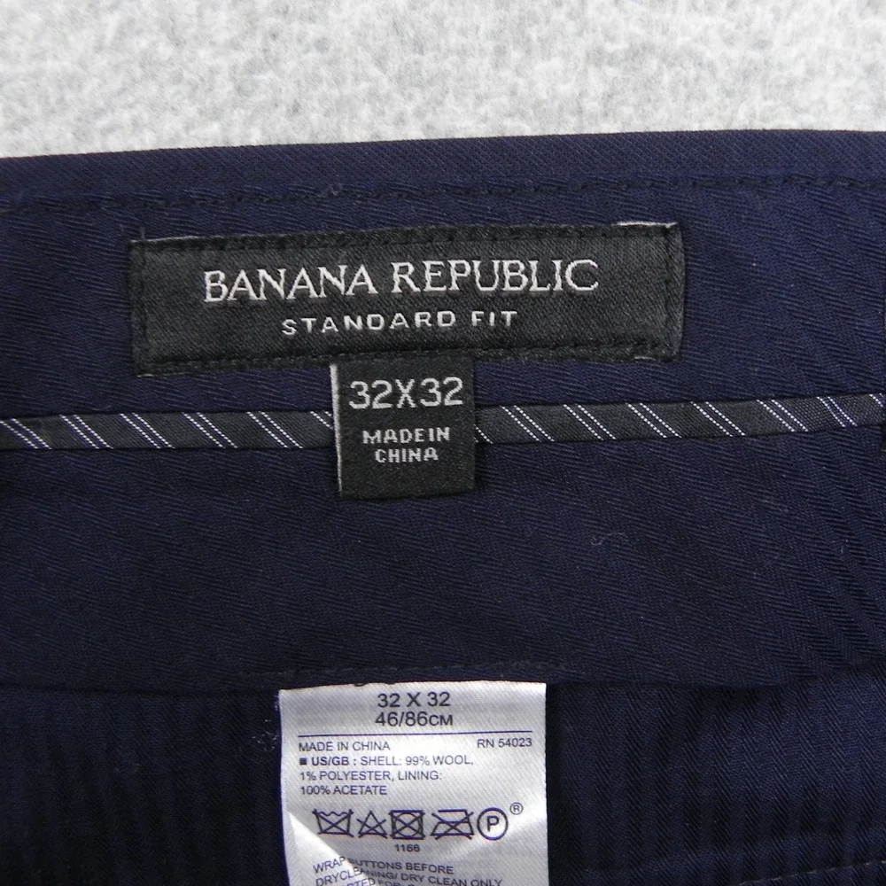 Banana Republic Dress Pants Mens 32x32 Standard Fit Super 120s Italian Wool Navy